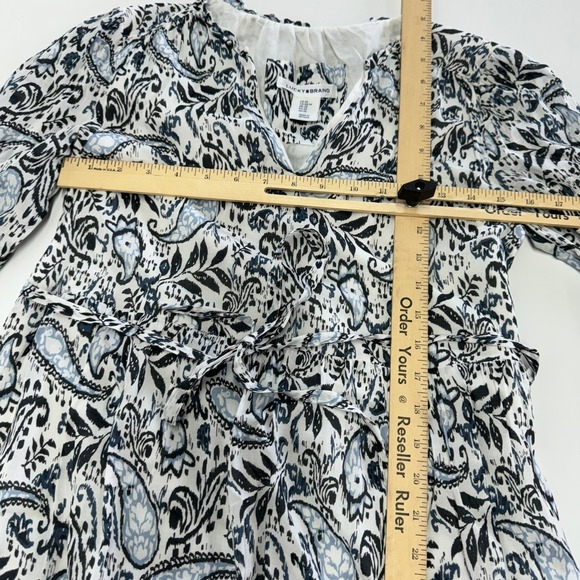 Lucky Brand Dress Womens XS Blue Paisley Midi Boho Tiered V Neck‎ Long Sleeve - Picture 6 of 8